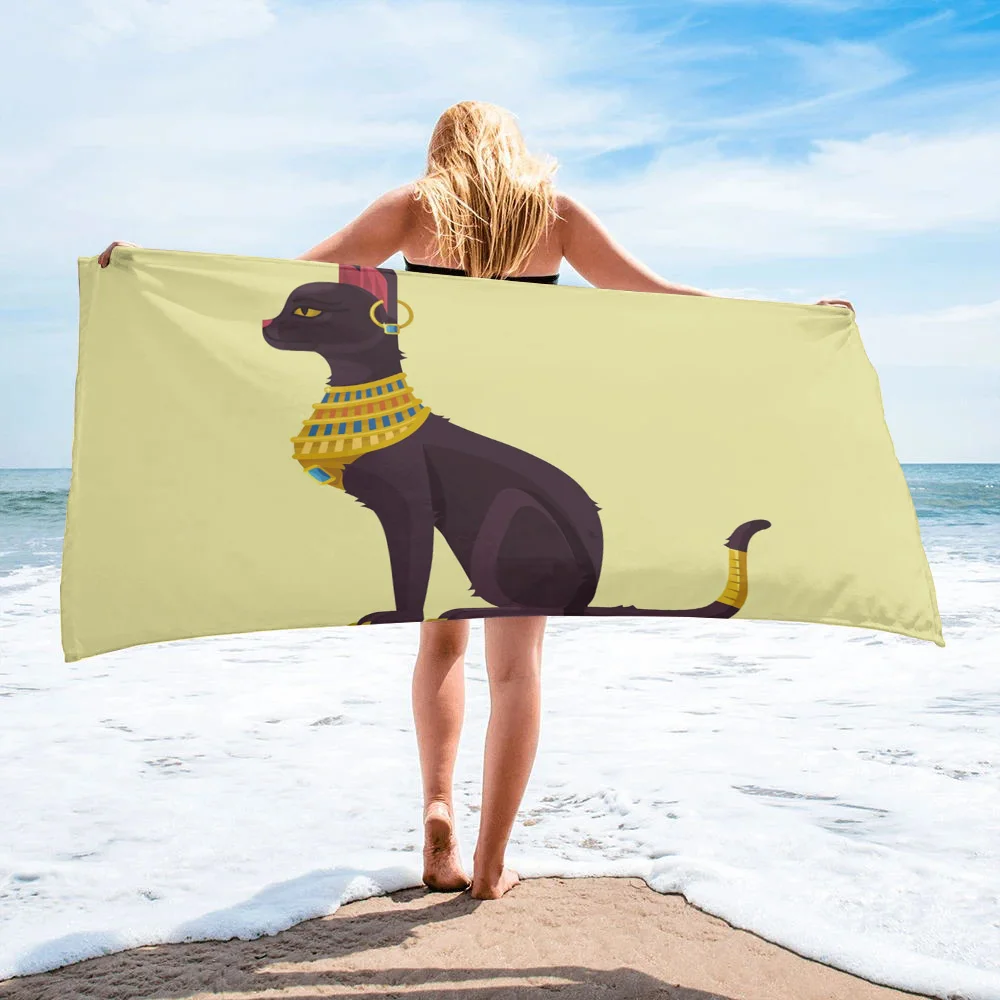 

Ancient Egypt Cat Animal Kitten Large Bath Towel Camping Bathroom Accessories Microfiber Beach Towel Home Bath Towels for Adults
