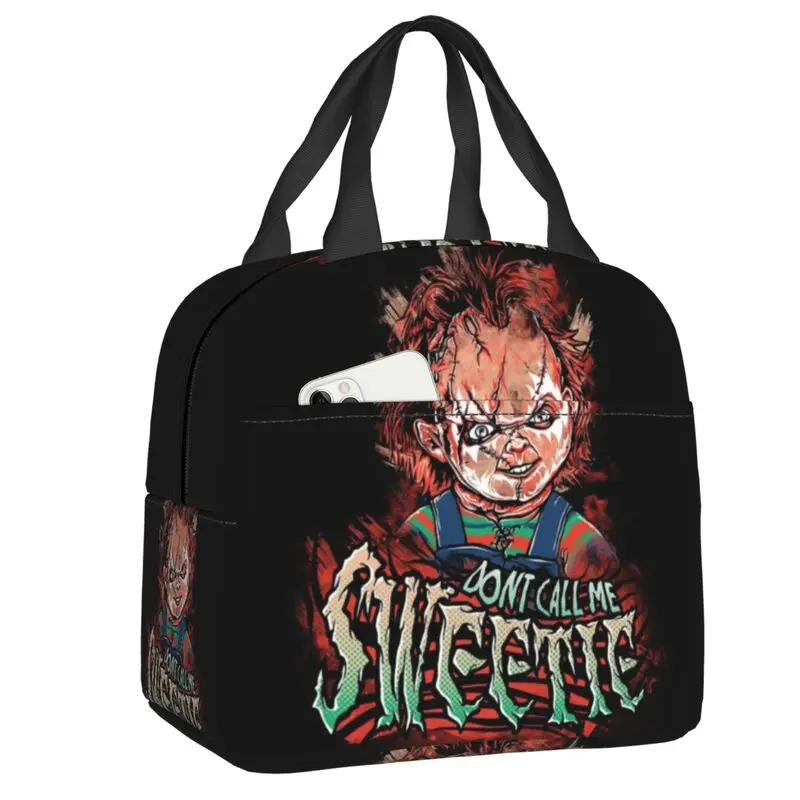

Game Of Chucky Insulated Lunch Tote Bag for Women Child's Play Movie Resuable Thermal Cooler Bento Box Outdoor Camping Travel