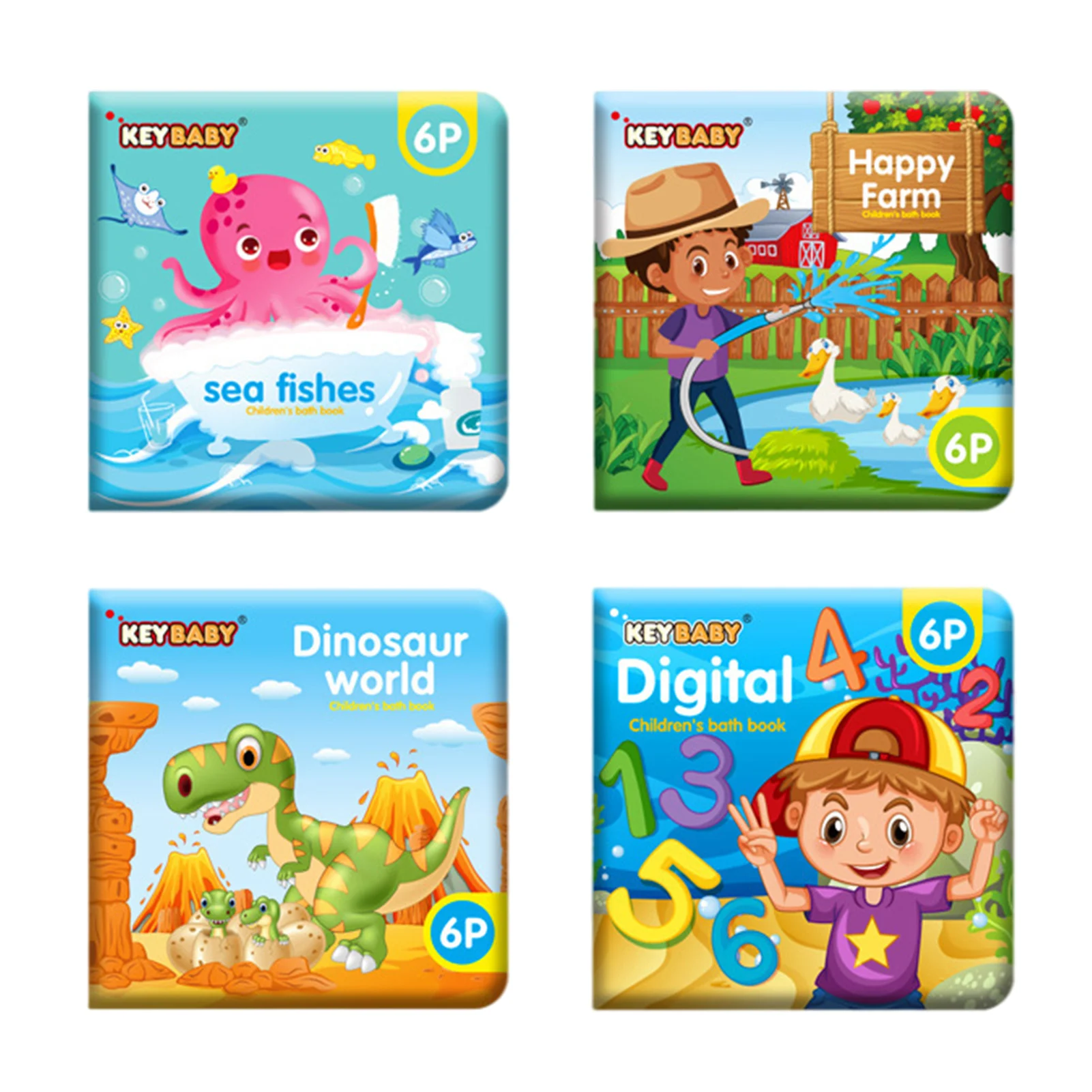 

4-Pack Soft Baby Bath Books Floating Infant Shower Books Waterproof Infant Shower Toys Multiple Concept Educational Infant Bath
