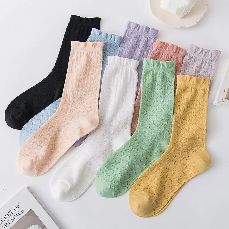 

2 pairs Simple four seasons socks women's four - Angle diamond nylon crystal quick - drying teenage fashion hose woman socks