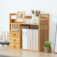 simple thicken bamboo desk bookshelf office small bookcases furniture adjustable student desktop storage rack with drawers