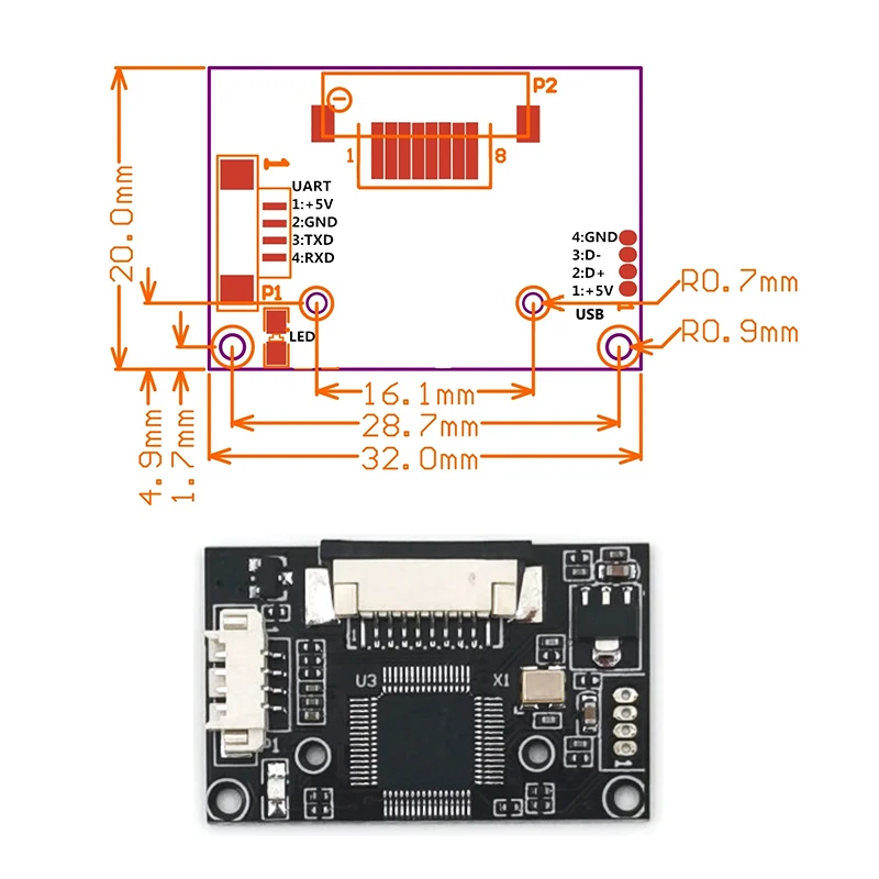 R303/R303S Высокочувствительная матрица емкость 1000 USB UART емкостный модуль датчика