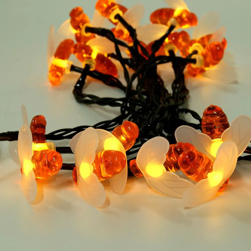 

20/30/50LED Solar Power LED Light Fairy Strings Bee Honey Shape Fence Lamp Easy To Install for Outdoor Garden Patio Decor