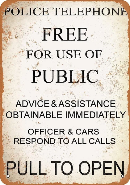 

8x12 inches Aluminum Metal Sign - Free Police Telephone for Use of Public Vintage Look