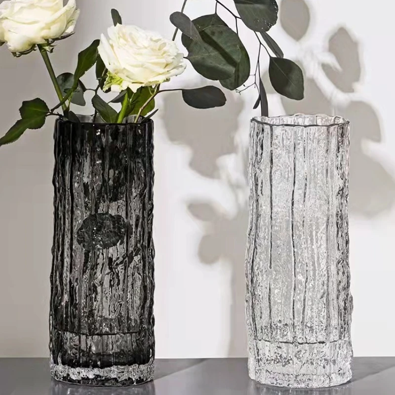 

Frozen Glacier Vase Glass Transparent Flower Arrangement Rose Flowers Living Room Table Decoration Living Room Decoration