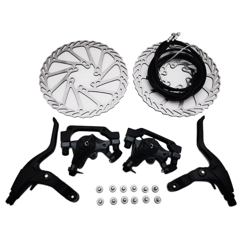 

Bicycle Disc Mechanical Brake Mountain Bike Set with G3 160mm Rotors Built-in Wide Brake Pad Cycling Double Brake