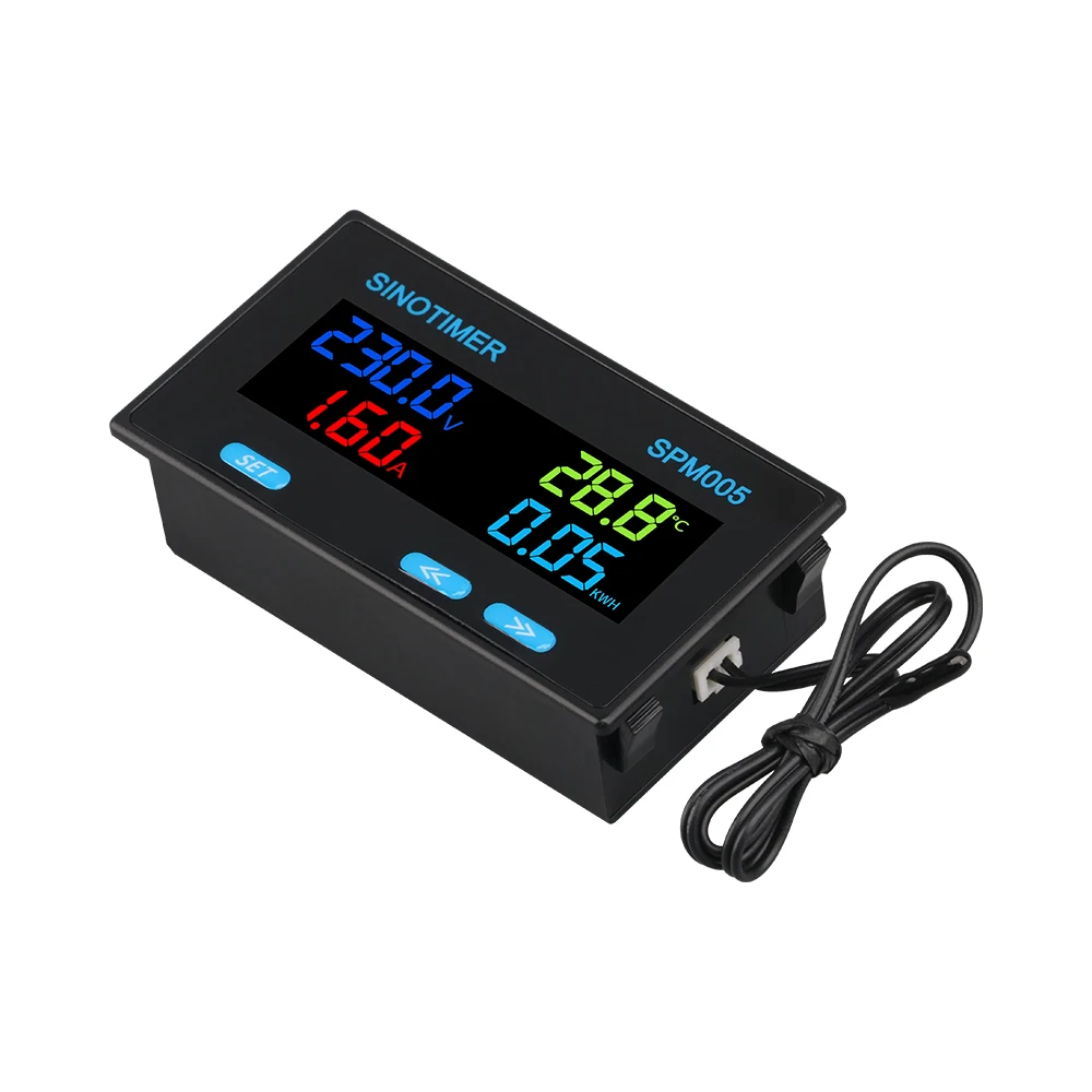 

Multifunction AC Single Phase Electric Voltage Voltmeter 200A 100A KWH Energy Consumption Power Temperature Frequency Meter