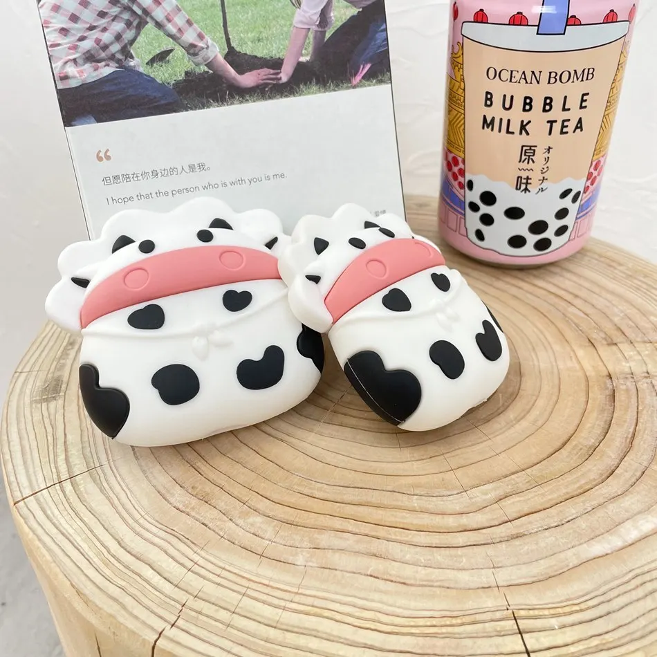 

3D Cartoon Cows Earphone Case For AirPods Pro Case Silicon Cute Dog Cover For Apple Air Pods 1 2 3 Earpods Earbuds Case Keychain