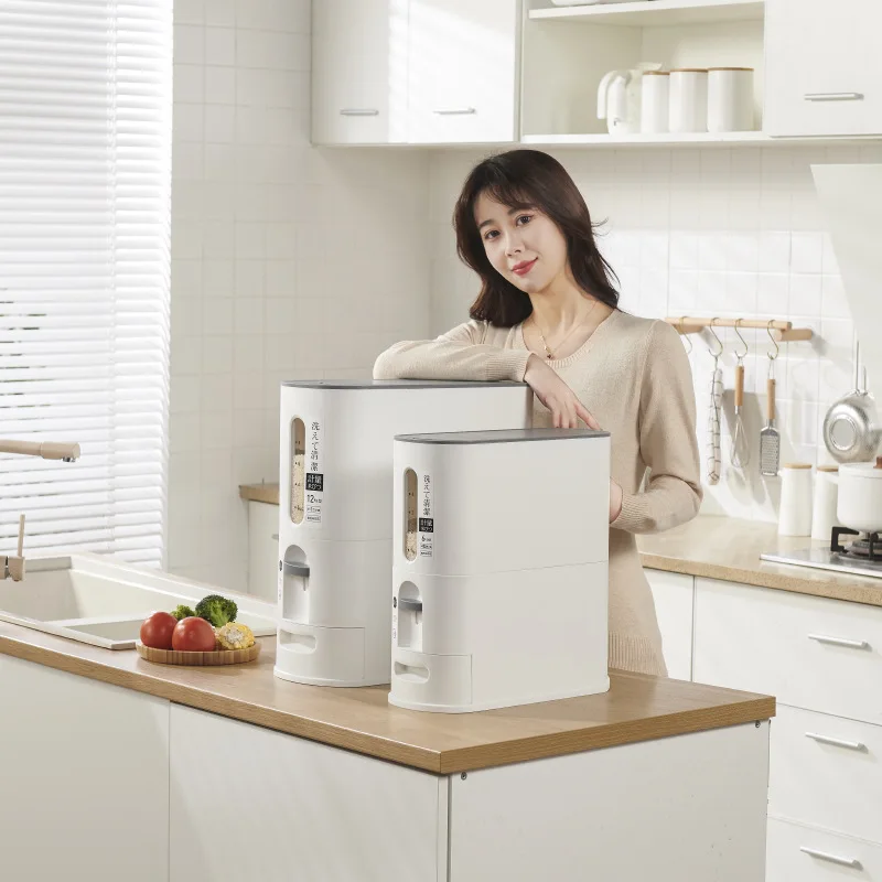 

Японское измерительное пластиковое ведро для риса, Бытовая Кухня с крышкой, герметичные коробочки для риса, влагостойкие отжимные коробочки для белого риса