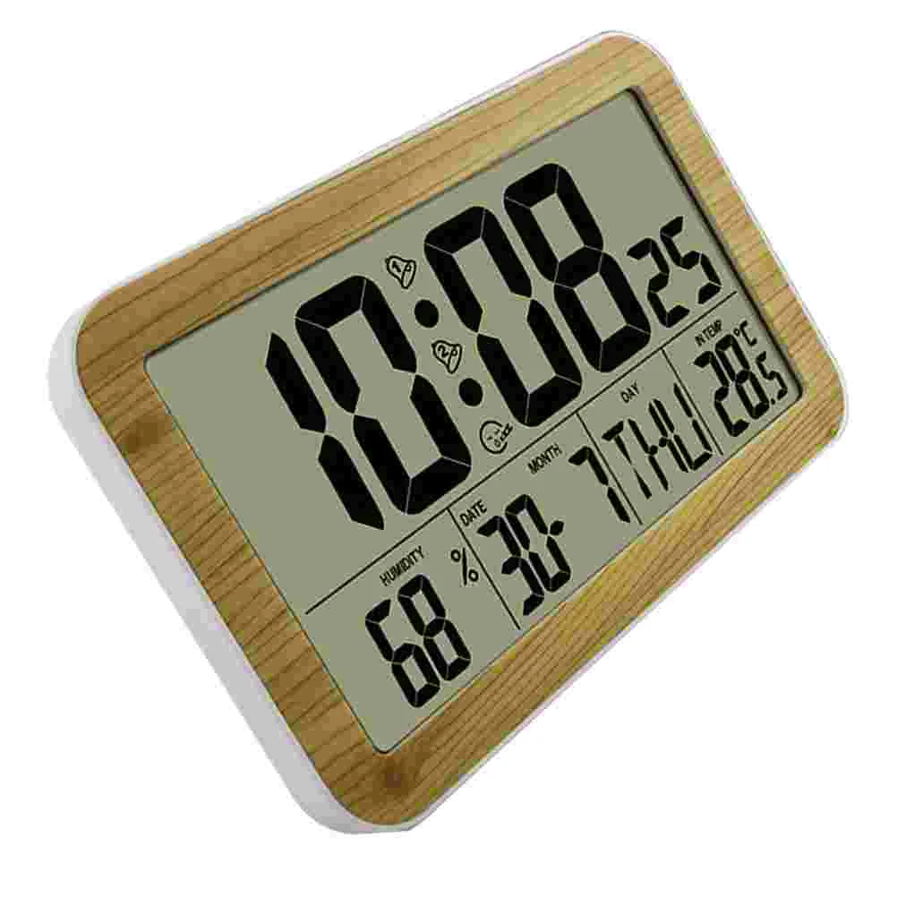 

Clock Alarm Calendar Digital Wood Clocks Led Temperature Bedside Wooden Desk Room Home Wall Kitchen Dateday Nightstand Bedrooms