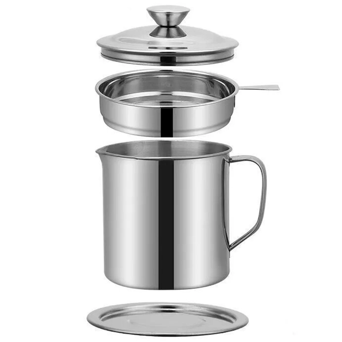 

Stainless Steel Oiler Thickened Household Kitchen Filter Screen Large Capacity Filter Residue Oil Storage Filter Tank