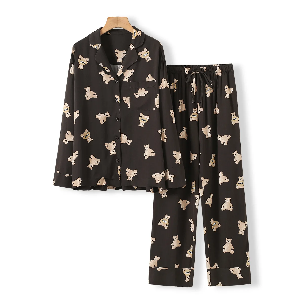 Cute Animals Printed Long Sleeve Trouser Pajamas Suit for Women Home Clothes Cotton Ladies Loungewear Pajamas Set Sleepwear