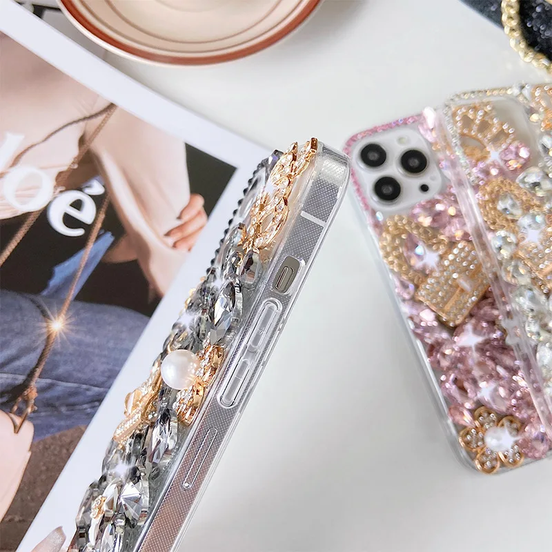 Чехол со стразами для iPhone 15 Pro Max 14 13 12 11 Xs XR 8 7 Plus SE 2020 2022 с бриллиантами телефона