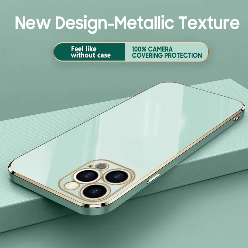 

Luxury Plating Soft TPU Phone Case for iPhone 13 Pro Max 12 12Pro XR X XS 7 Plus Lens Protection Clear Cover for iPhone 13 Mini
