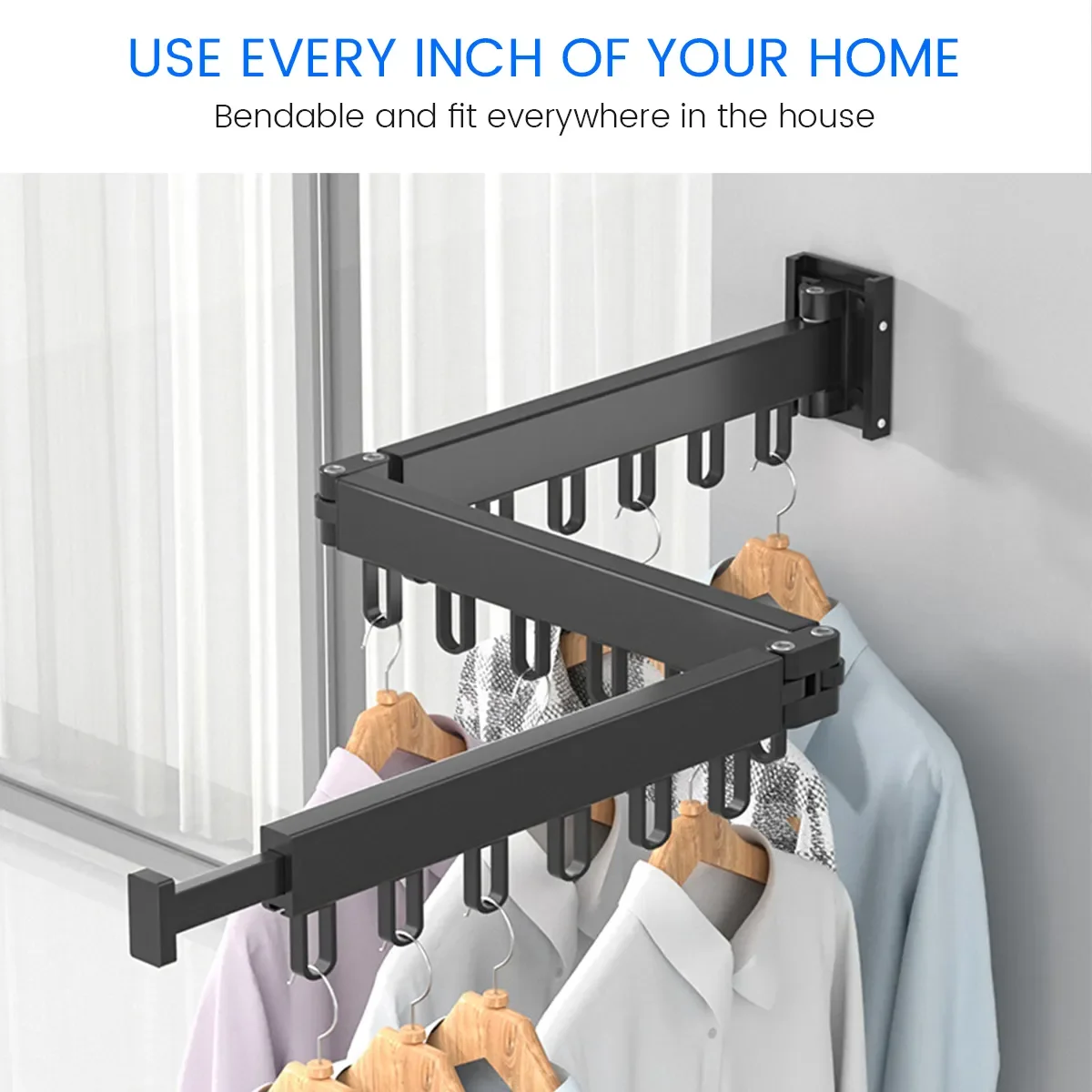 

Drying Indoor Mount Space Dropship Clothes Folding Clothesline Rack Saving Home Hanger Wall Laundry Outdoor Retractable & Cloth