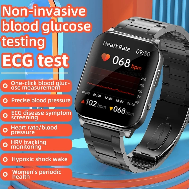 

Non-invasive Blood Glucose ECG+PTT Smart Watch Men HD Screen Blood Pressure Oxygen Body Temperature Smartwatch Men Watches Women