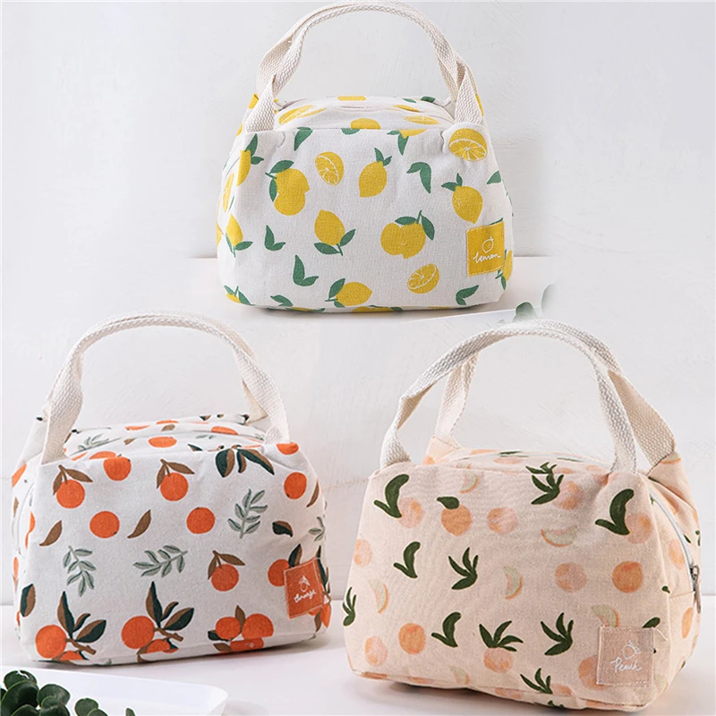 

Симпатичная женская сумка для ланча с фруктами 2023, портативная Изолированная Термосумка для ланча, сумка для бенто, контейнер для ланча, школьная сумка для еды