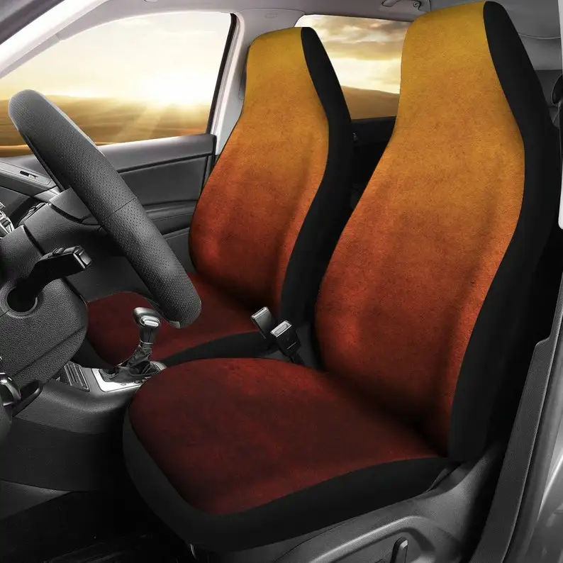 

Burnt Orange Ombre Watercolor Design Car Seat Covers Set Universal Fit For Bucket Seats In Cars and SUVs