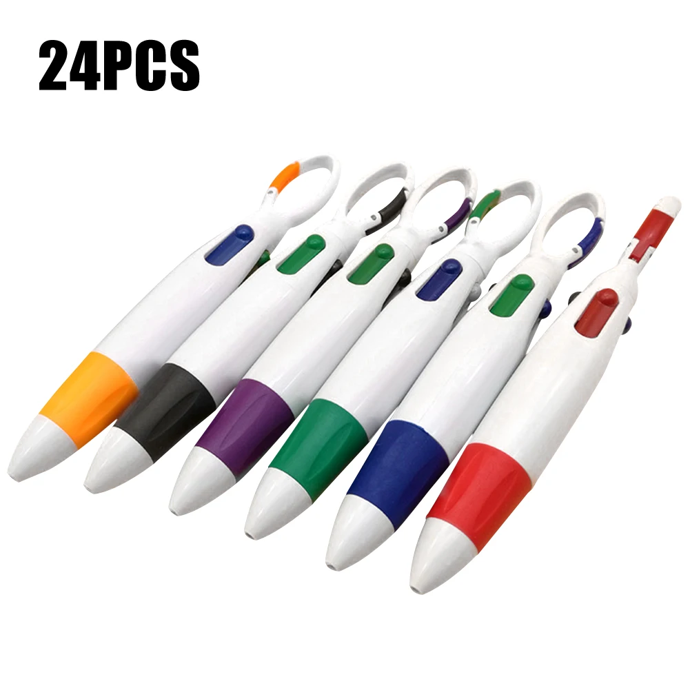 

With Buckle Keychain Multicolor 4 In 1 Multifunction Portable Student Stationary Home For Office Study Retractable Ballpoint Pen