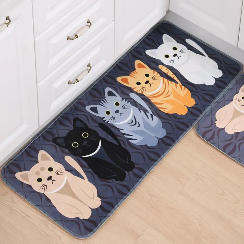 

Animal Cute Cat Print Bathroom Kitchen Carpet Hallway Welcome Floor Mat House Home Doormats Rug Living Room Anti-Slip Tapete Rug