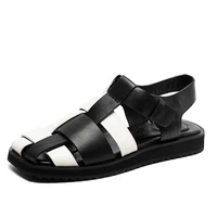 womens gladiator with buckle strap sandal black patent lamper toe low heels genuine leather rome flats sandals