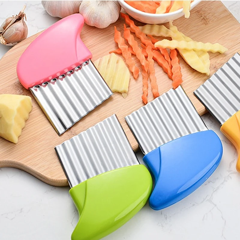 

Potato Chip Slicer Cutter Vegetable Fruit Corrugated Wavy Knife French Fries Potato Cutter Kitchen Gadget Accessories