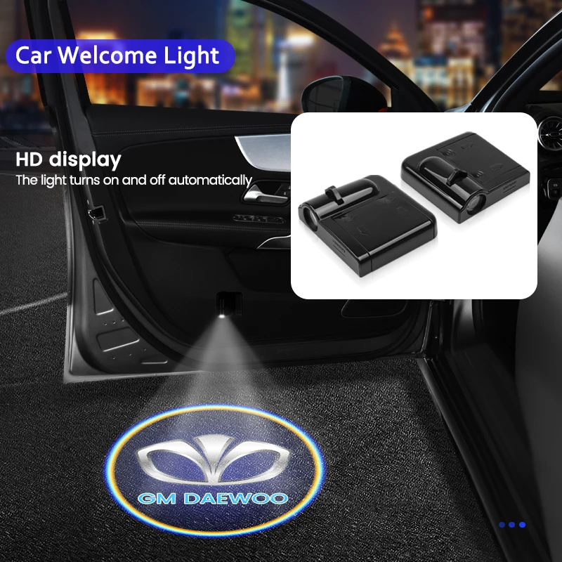 Buy 2pcs LED Car Door Projector Welcome Light Decorative Laser For Daewoo Matiz Nexia Lanos Kalos Gentra Nubira Espero Dama on