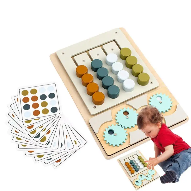 

Slide Puzzle Toy Color Matching Game Educational Logic Game Montessori Toys With 12 Cards Rotatable Chess Pieces Matching Toy