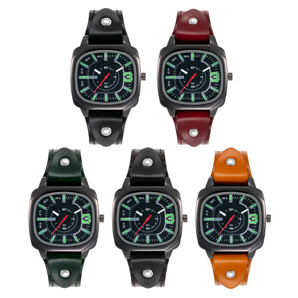 Vintage Women Watches Simple Square Large Dial Luminous Quartz Watch Fashion High Quality Leather Wristwatches Gift Clock