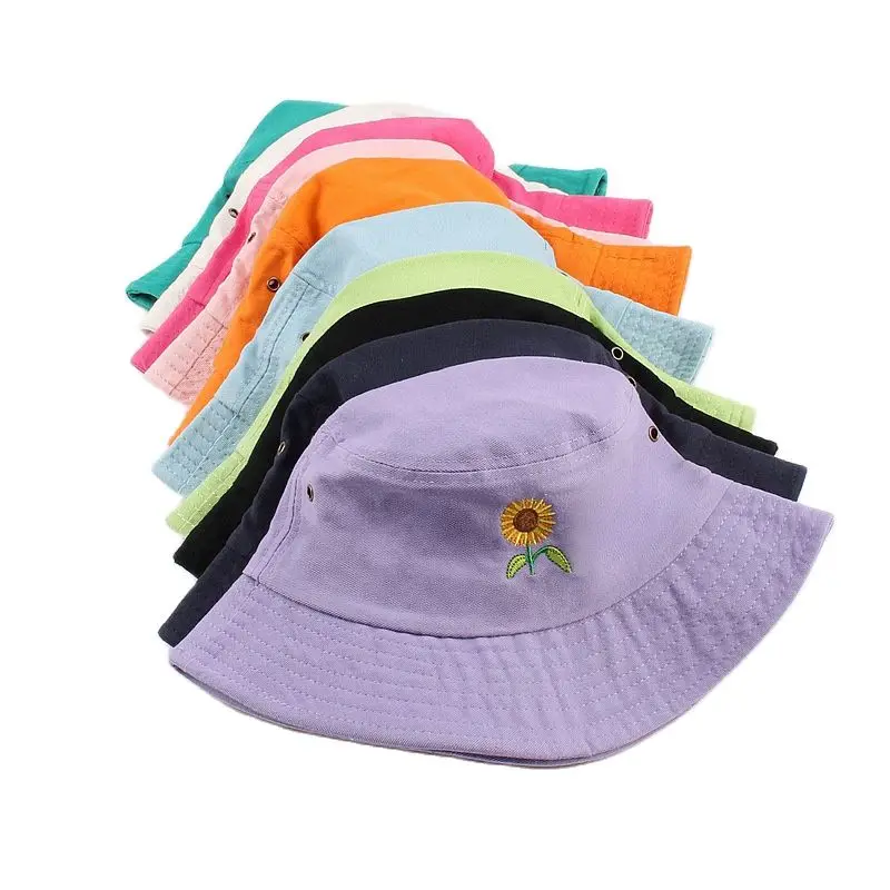 

2022 Cotton Flower Embroidery Bucket Hat Fisherman Hat Outdoor Travel Sun Cap For Men And Women 132