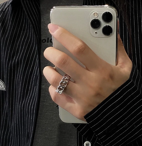 Кольцо женское из нержавеющей стали с кубинским звеном