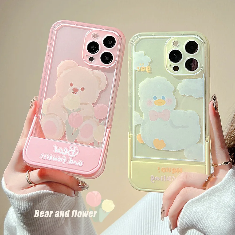 

Cartoon, Flower Bear, Cloud White Duck Phone Case For iphone 14 13 12 11 Pro Max X XR XSMAX 7 8 Plus SE TPU Case Cover