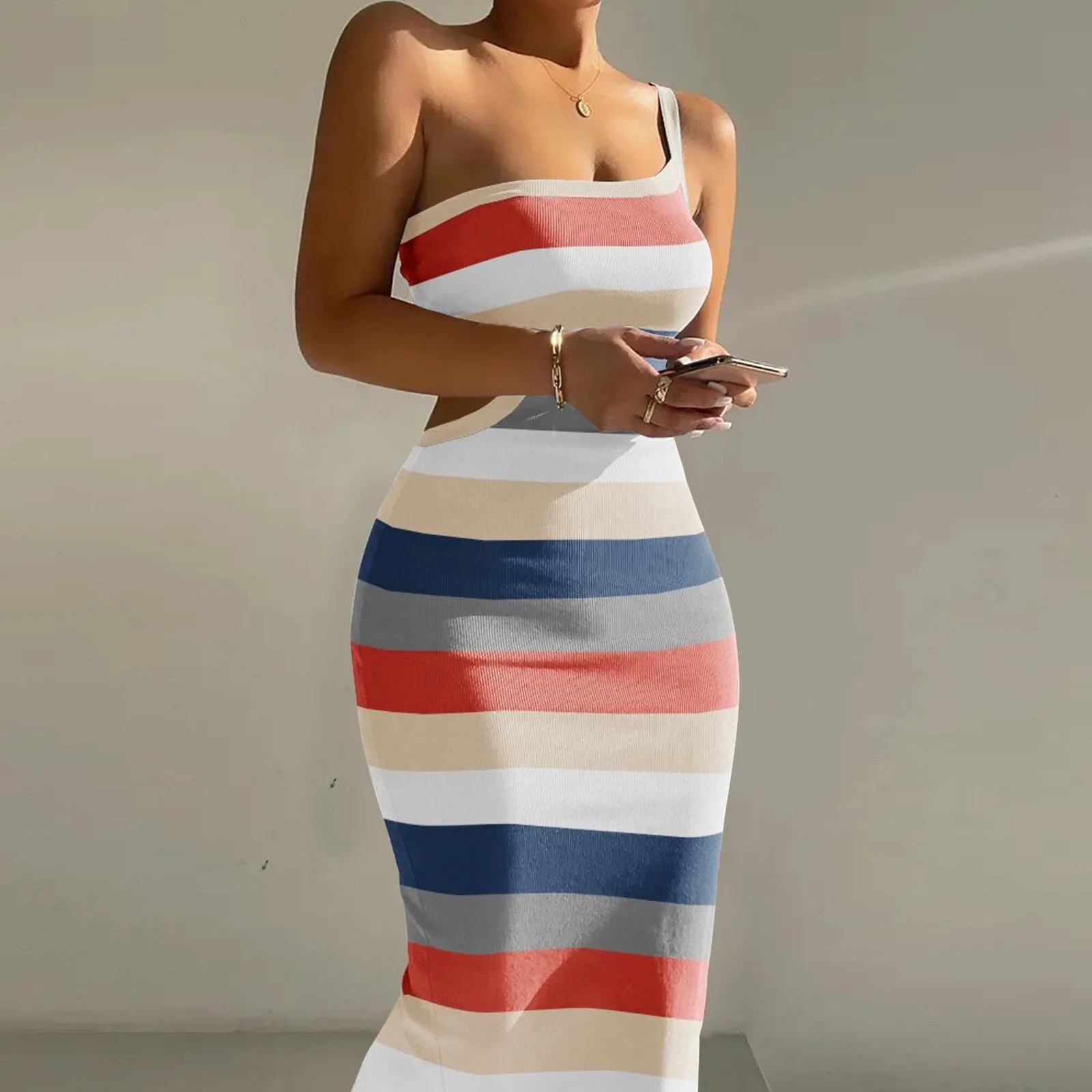 

Women Sexy Solid Color Printing One Shoulder Suspenders Cutout Bodycon Hip Wrap 5xl Mini Dress Women V Neck Romper Women Summer