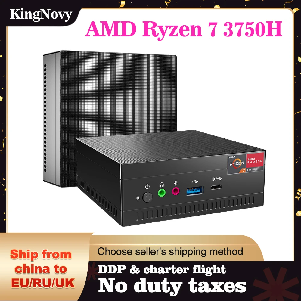 Kingnovy AMD Mini PC Ryzen 7 3750H R5 5600U TPM2.0 Vega Graphic 2*DDR4 M.2 NVMe SSD Gaming Computer Windows 11/10 Pro WiFi6