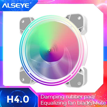ALSEYE PC 팬 4 핀 PWM 120mm 냉각 팬, 케이스 및 CPU 팬 교체용 정적 RGB 컴퓨터 팬 쿨러, H4.0