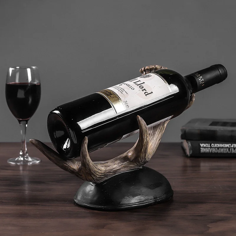 

Unique Antler Shape Red Wine Shelf Retro Crafts Ornaments Home Decoration Sculpture