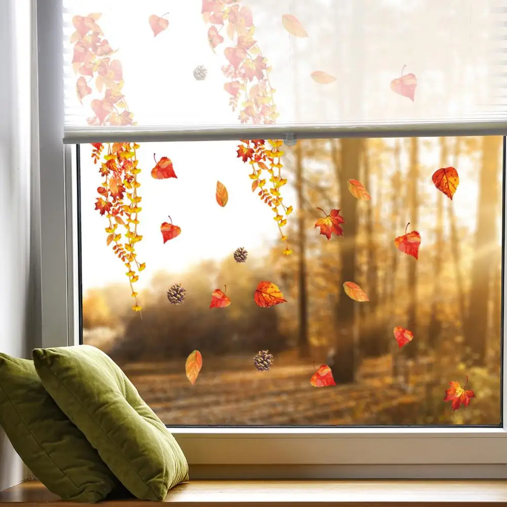 Наклейки на стену в виде кленовых листьев праздничное украшение День