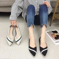 woman knit pointed shoes womens flat shoes ballet shoes soft pregnant shoes comfortable soft loafers zapatos de mujer 43