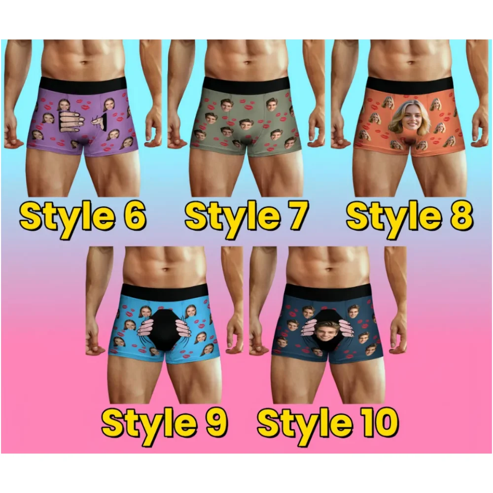 Custom Men's Underwear Personalised Boyfriend Boxers Mens Boxer Shorts Picture on Briefs Gift