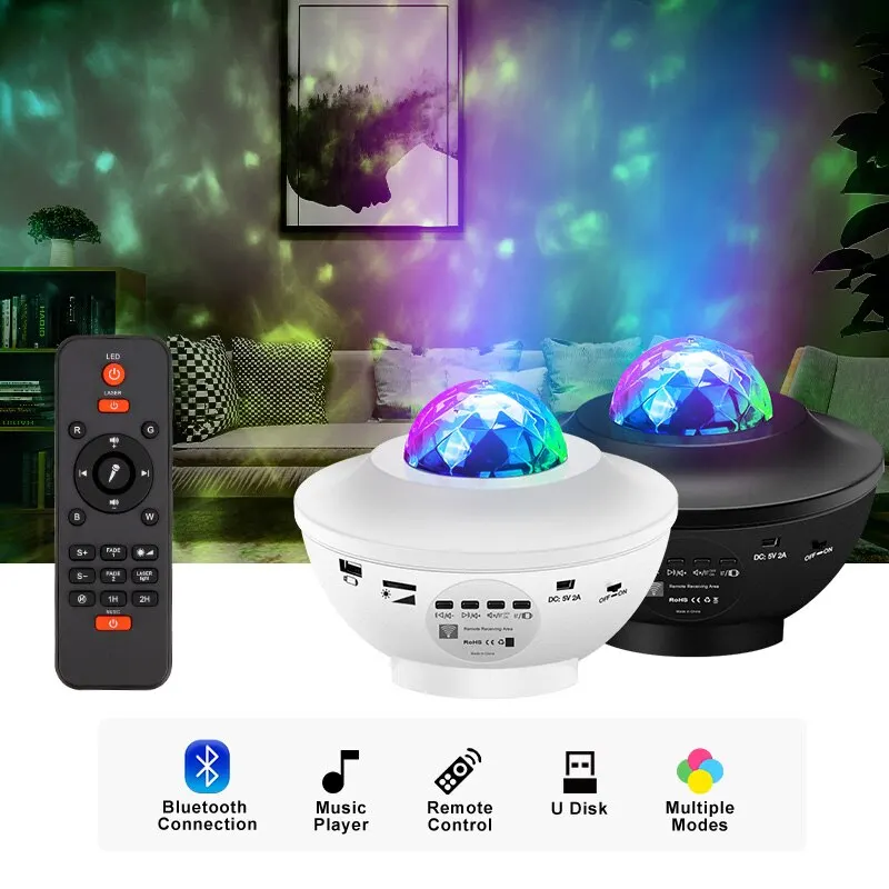 

Bluetooth Projector LED Projector Light USB LED Star Night Light Music Starry Sky Water Wave Galaxy Projector Light Decoration