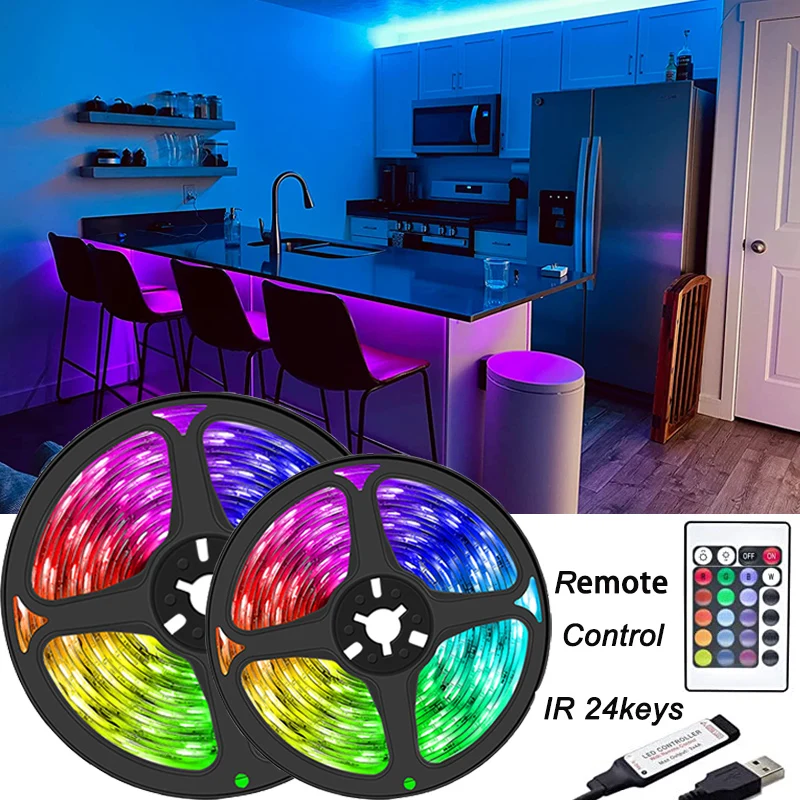 

LED Strip Light SMD5050 LED Garland Ice Lights TV Desktop Screen Backlight Color Change Bedroom DC5V Ribbon Diode Tape 30m Decor
