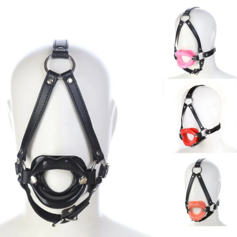 SM Регулируемый открытый рот Lip Deep Throat O Ring Oral Gag Фальшивая кожаная стяжка на голову гарнитура Slave Game Секс игрушки для пары.