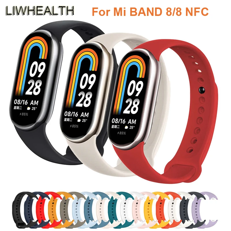 

Новинка, идеально подходит для Xiaomi Mi Band 8/8 NFC, сменный ремешок на запястье, силиконовый ремешок на запястье для мужчин и женщин, браслет для смарт-часов Xiomi Miband 8