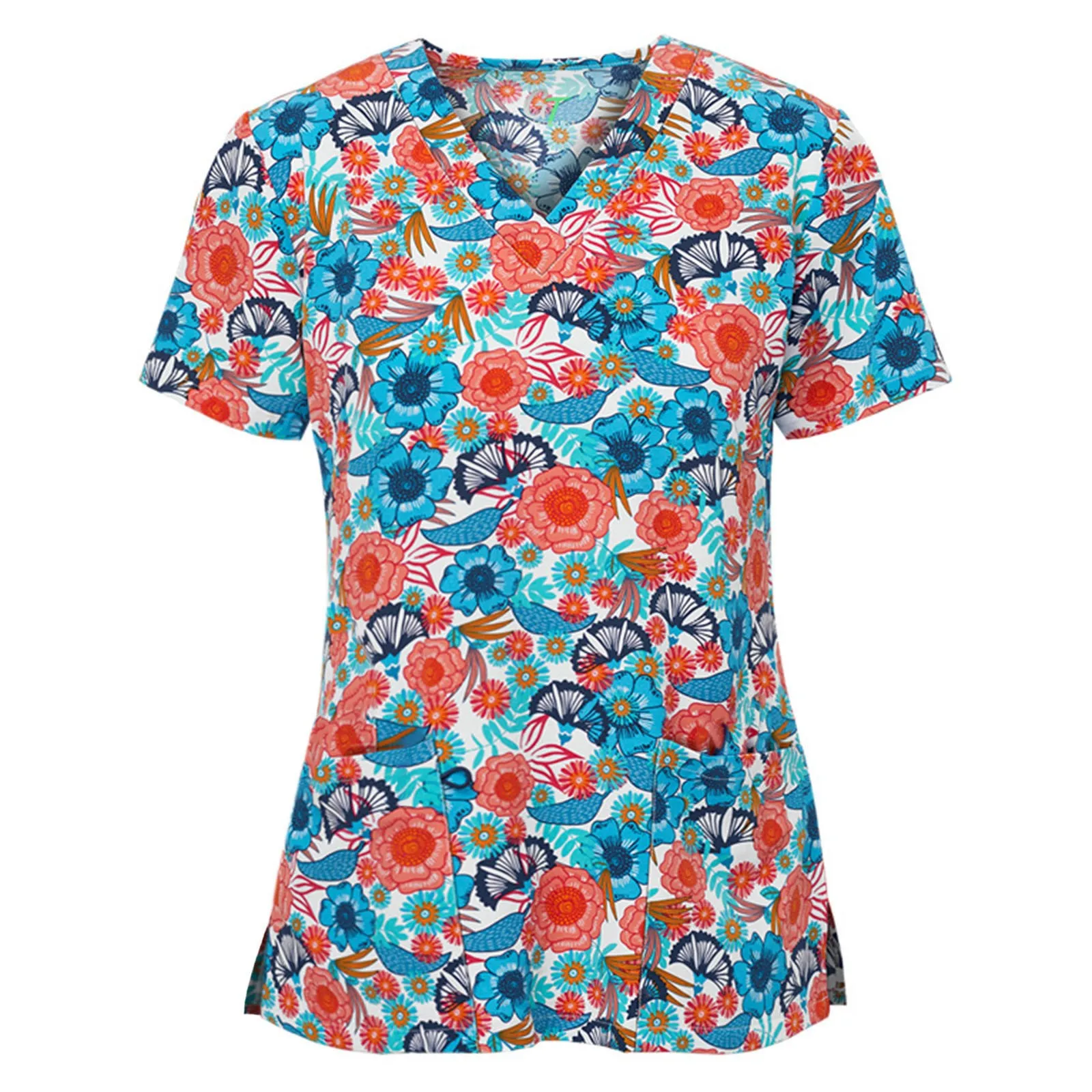 

Women Short Sleeve V-neck Tops Working Blouse Long Shirt Ladies Cotton Undershirts