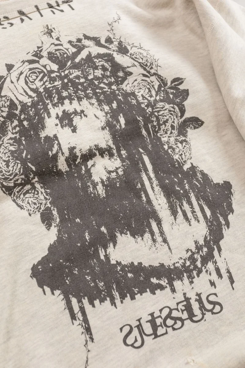 

Portrait Graffiti Printing Saint Michael Sweatshirts Men Women 1:1 Best Quality Washed Destroy Oversized Round Neck Hoodies