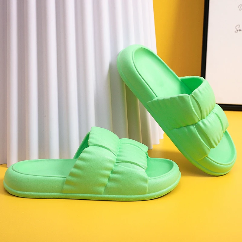 Тапочки женские домашние плиссированные мягкая удобная обувь для улицы дома