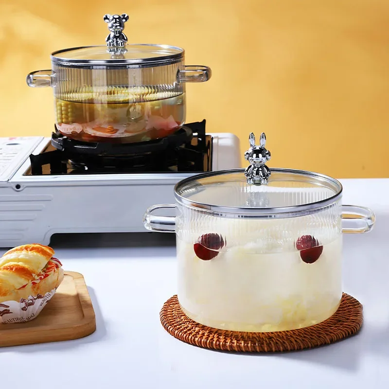 Стеклянная кастрюля Lazy Cache для приготовления пищи Ленивые антипригарные
