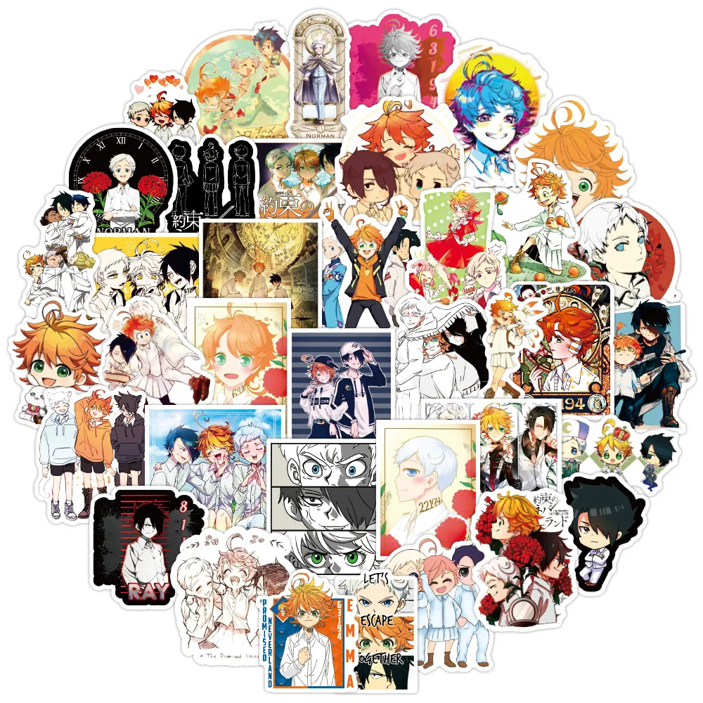 

100/Pcs The Promised Neverland Stickers Anime Decal For Refrigerator Fridge Skateboard Laptop Luggage Pegatinas Graffiti Toy