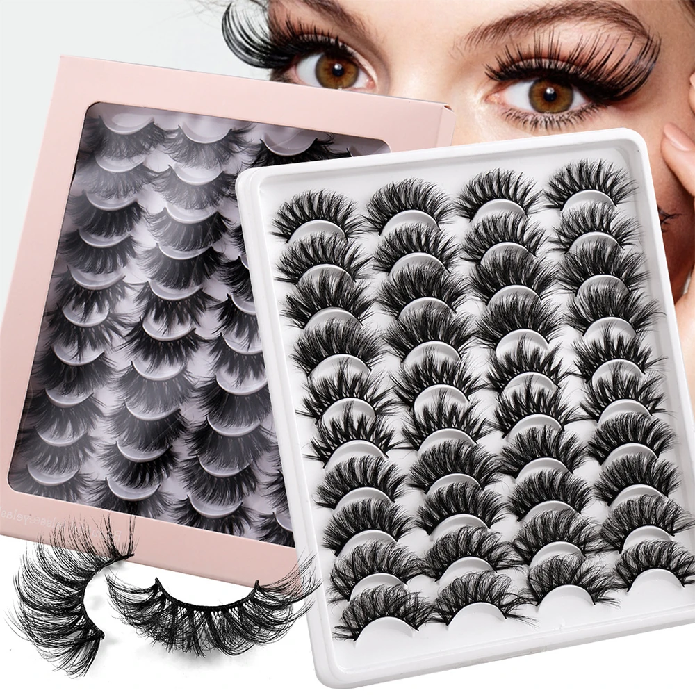 

5 Styles 20 Pairs Mixed Infinite Extension False EyeLashes Thick Handmade Faux Mink Eye Lashes Black Band Stem Fake Eyelashes