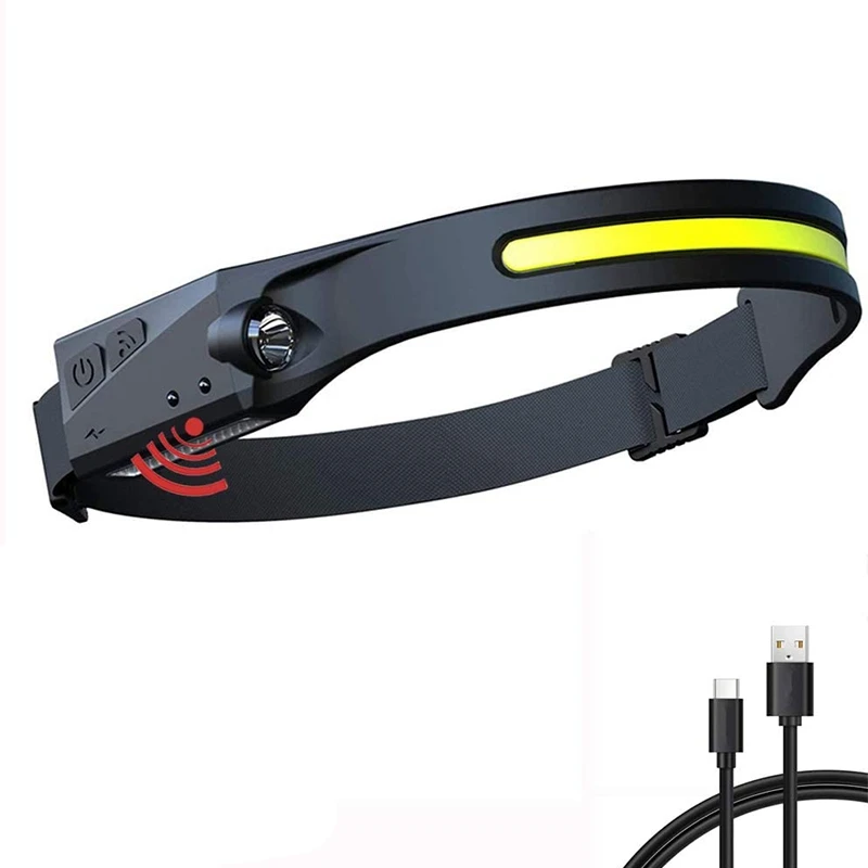 

LED Headlight,Broadbeam 350 Lumens IPX4 Waterproof USB Rechargeable Headlight For Camping, Running, Fishing